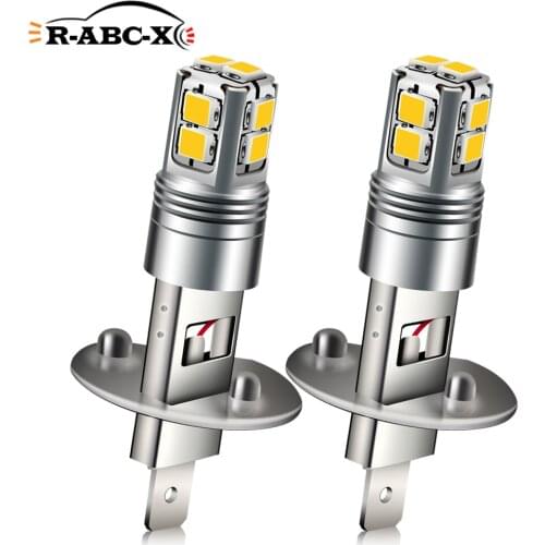 RUIANDSION 2Pcs H1 LED Non Polarity Truck Car Fog Light Bulb Goods Vehicle Fog Lamp 2835SMD 600Lm 9V-30V 12V 24V White 6000K