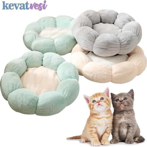 Cat Bed Plush Round Flower Shape Dog Beds for Small Dogs Soft Cat Sleeping Cushion Mat Cama Para Gato Chihuahua Dog Supplies