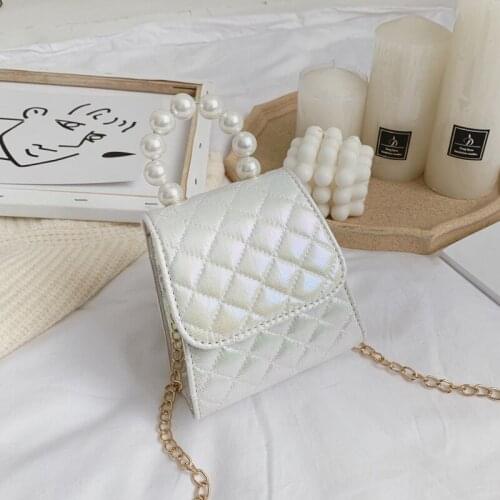 2021 Candy Color Mini Purse Pearl Female Shoulder Bag Cute Metal Straps Handbag