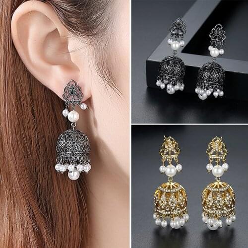 Fashion Women Indian Bollywood Jhumka Jhumki Drop Earrings Gypsy Jewelry Beads Tassel Bell Dangle Earrings Bridal Party Gift New