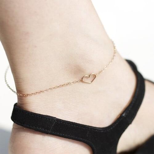 Fashion temperament double-layer love round bead metal anklet heart-shaped stainless steel anklet ladies bridesmaid jewelry gift