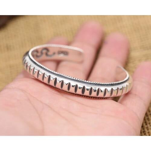 Mens Women Real 925 Sterling Silver Cuff Bracelet Jewelry A4652