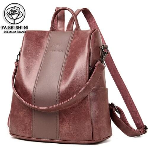 2021 New Large Capacity Travel Bag Womens Leather Travel Backpack Waterproof Anti-Theft Multifunction Girls Crossbody Bag