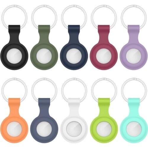 2021 New Soft Silicone Colorful Protector Case Skin Protective Cover with Keychain For Airtags Locator Tracker