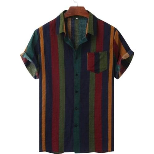 2021 Spring Autumn New Loose stripe Mens Shirts men fashion printing lapel Shirts Cardigan fashionable Shirts for men