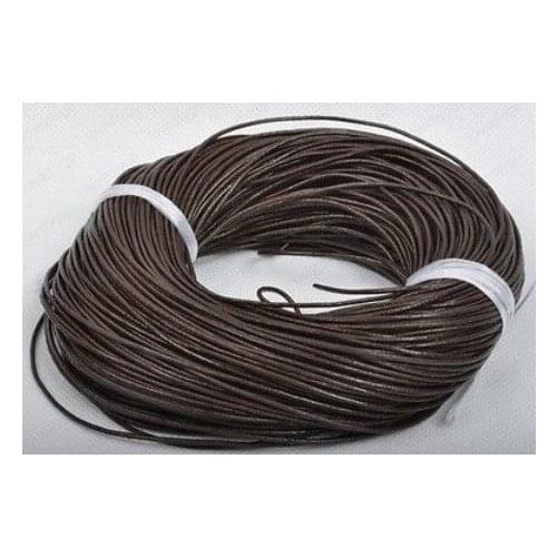 Dfg34e 1 5mm Deep Brown Hot Free shiping Genuine Round 100% COW Real Leather Jewelry Cord String For Bracelet & Necklace