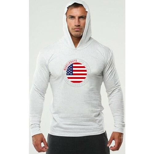 Autumn Gym Clothing Mens Long Sleeve T-shirts Hoody Bodybuilding Streetwear Fitness Workout Tracksuit Male Fitness Silm Hoodies