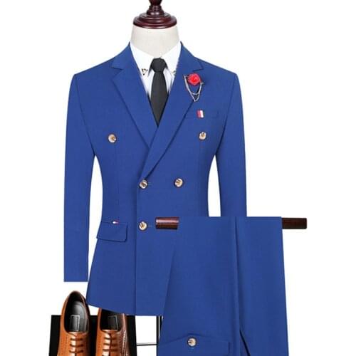 3 Pcs Set Blazers Jacket Pants Vest / 2021 Fashion New Mens Casual Boutique Slim Business Groom Wedding Double Breasted Suits