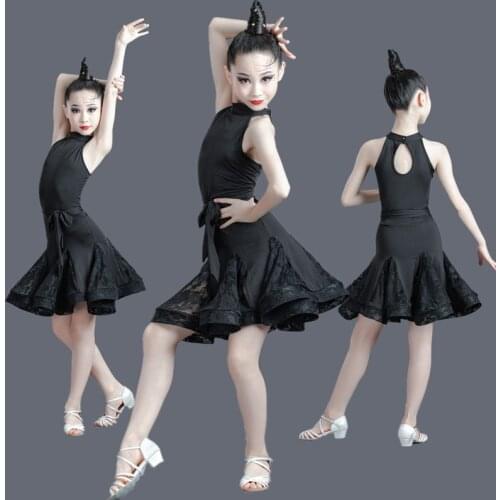 Girl Latin Dance Dress Children Lace Tassels Dress Kids Dresses For Girls Latin Training Tango Performance Clothes Cha Cha