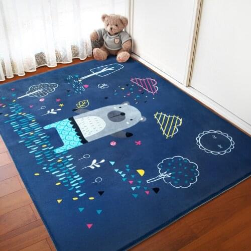 Lovely Cartoon Children Carpet Bedroom Living Room Rectangle Bedside Rug Baby Extra Thick Crawl Home Soft Floor Mat