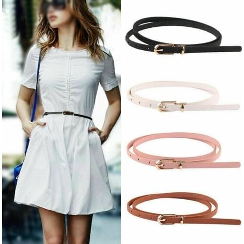 Belt Simple Skinny Waist Belt Faux Leather Ladies Women Adjustable Thin Belts