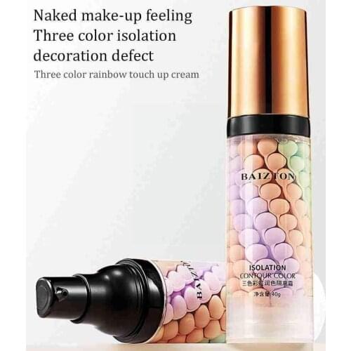 Rainbow Tricolor Makeup Base Full Coverage Brighten Concealer Control Tricolor Oil Makeup Isolation Makeup Moisturizing O8Q1