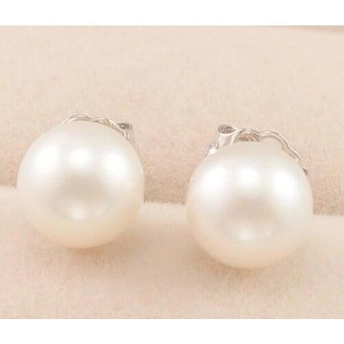 LUXURIOUS 10-11mm AAA WHITE Perfect Round AKOYA PEARLS EARRING 14K/20 WHITE GOLD