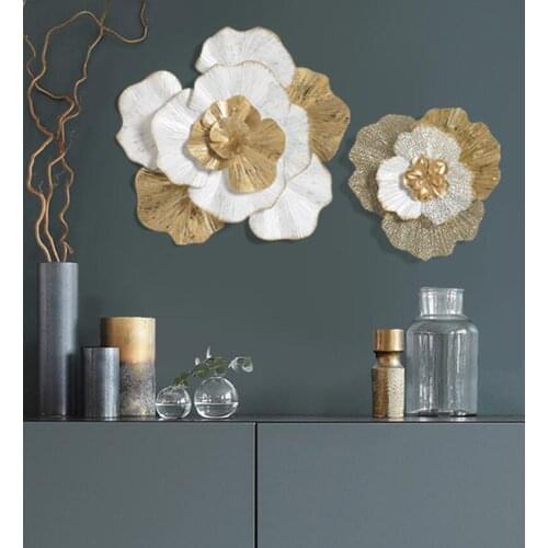 Modern Wrought Iron Luxury Flower Wall Hanging Ornament Wall Decoration Crafts Home Livingroom Background Porch Wall Metal Mural