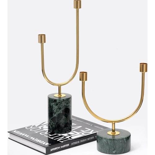 Modern Luxury Candle Holders Marble Gold Wedding Centerpieces Christmas Metal Home Chandelier Bougeoir Dinner Table Decor AC50CH