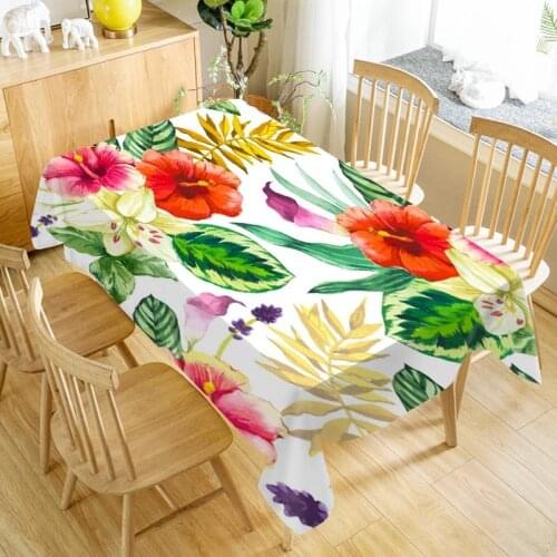 Tropical Flowers and Leaves Tablecloth Cloth Thicken Oxford Rectangular Table Cloth for Wedding size 100X140cm/140X200cm
