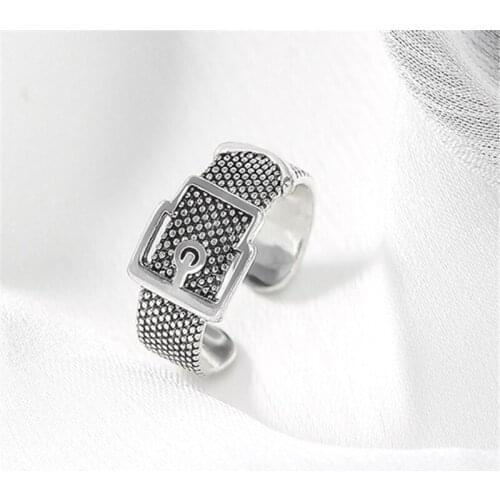 Vintage Trend Belt Buckle Open Rings For Women Silver-color Elegant Retro Jewelry Fashion Gift Wholesale