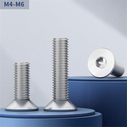 Hex Socket Countersunk Head Screws DIN7991 304 Stainless Steel Flat Head Screw Bolt M5 M6 M8 M10 M12 Length 6-100mm