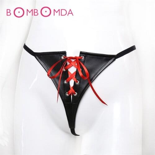 Women Erotic PU Leather Panties Female Adjustable Fetish G-string BDSM Bondage Slave Game Thong Adult Sexy Underwear Sex Product