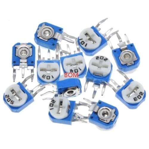 10pcs Rm063 Rm-063 100 200 500 1k 2k 5k 10k 20k 50k 100k 200k 500k 1m Ohm Trimpot Trimmer Potentiometer Variable Resistor