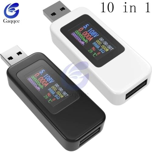 10 in 1 QC2.0 QC3.0 DC USB Tester Current Voltage Meter Timing Voltmeter Ammeter Digital Monitor Power Indicator Charger 4-30V