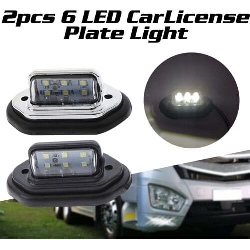 2pcs 12V 24V Waterproof 6 LED Car License Plate Light Signal Tail Light Lamp Boat Truck Trailer SUV VAN Caravan Waterproof