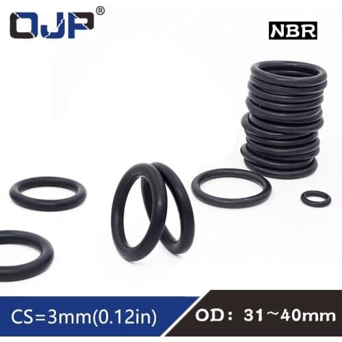 20PC/lot Rubber Ring Black NBR Sealing O Ring OD31/32/33/34/35/36/37/38/39/40*3mm O-Ring Seal Nitrile Gaskets Oil Rings Washer