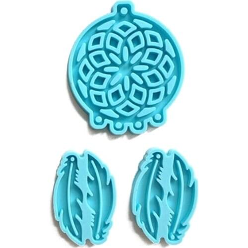 3Pcs Dream Catcher Mold Silicone Mold Keychain Pendants Epoxy Resin Casting Mold Feather Shape Earrings Mold DIY Crafts