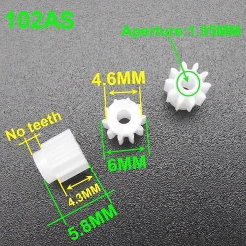 500Pcs 0.5M 0.5 Modulus Spur Gear Pinion Aperture 2mm 1.95mm 10 Teeth With 1.5MM No Teeth Shoulder 2A Tight 10T 10-Tooth 6X6MM