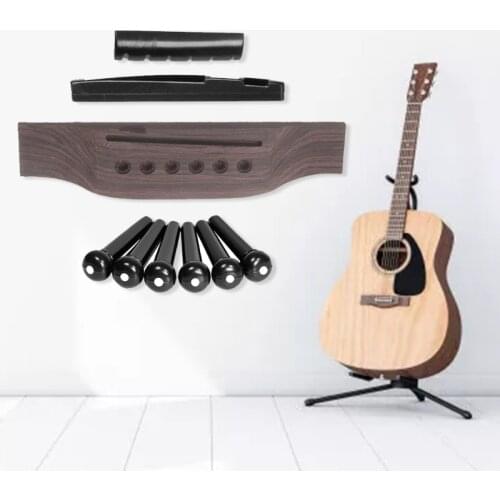 Acoustic Guitar Wooden Rosewood Bridge Pins Saddle Nut Sets DIY Accesories Guitar Replacement Parts