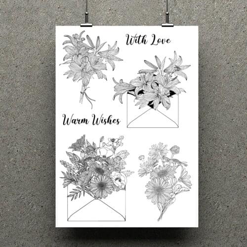 AZSG Envelope / Flowers Clear Stamps For Scrapbooking DIY Clip Art /Card Making Decoration Stamps Crafts