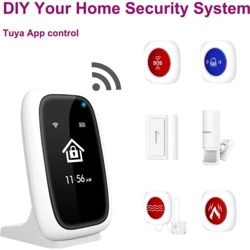 DIY Wifi Wireless Home Security System with SOS Button PIR/ Door/ Window/ Water Sensor Doorbell Support Tuya Smart Life App