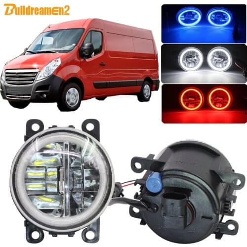 Buildreamen2 For Opel Movano 2000-2010 Car H11 LED Fog Light Bulb Angel Eye DRL Daytime Running Light 4000LM 12V Styling