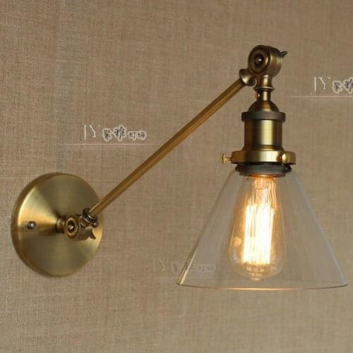 Loft retro Matte Black iron shade adjustable swing arm reading wall lamps Lights e27 / e26 sconce for workroom bedroom bar cafe