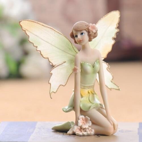 European Resin Accessories Flower Fairy Angel Girl Home Livingroom Desktop Decoration Coffee Table Figurines Crafts Wedding Gift