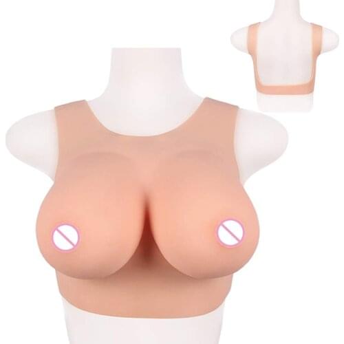 G Cup Silicone Breast Form Fake Boobs False Chest Enhancer Bra with Back Hollow Style for Shemale Drag Queen Ajusen