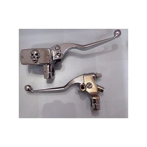 Chrome 1" Handlebar Skull Reservoir Brake Clutch Lever VT Shadow VN Dyna Cafe XV