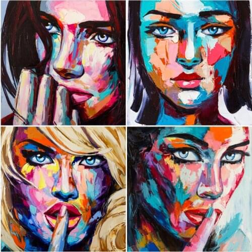 Knife Oil Painting HD Prints On Canvas Girls Woman Figure Wall Art Pictures Home Decor Colorful Face Portrait Artworks Posters