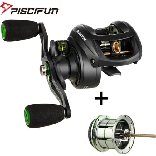 Piscifun Phantom Baitcasting reel + Shallow Spool 7.0:1 Gear Ratio 7.7kg Max Drag 7 Bearings 162g Carbon Fiber Fishing Reel