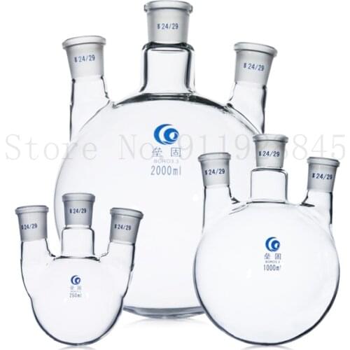 1PCS 50ml to 2000ml Laboratory Glass Flask with three necks for Distillation Standard straight Ground Joint Round bottom Boiling