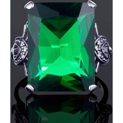 100% Real 925 Sterling Silver Rings Vintage Birthstone Emerald Flying Eagle Ring Silver 925 Luxury Jewelry For Women Man Unisex