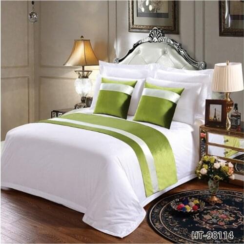 Candy Green Geometric Striped Bedspread Blue Bed Runner Throw Home Hotel Bedroom Bedding Decor Bed Tail Towel Protector 50x210cm