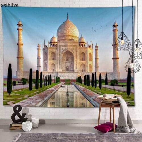 Custom Tapestry Beautiful Taj Mahal Printed Large Wall Tapestries Hippie Wall Hanging Bohemian Wall Art Decoration Room Decor