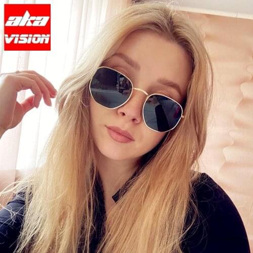 AKA VISION 2021 Small Square Sunglasses Women Retro Polygon Mirror Eyeglasses For Women/Men Vintage Glasses Lentes De Sol Mujer
