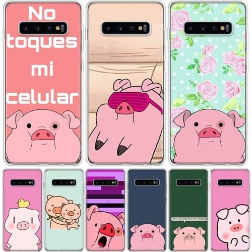 Cute PINK Kawai Pig Phone Case for Samsung Galaxy S10 S20 Ultra Note 10 9 8 S9 S8 S7 J4 J6 J8 Plus Lite + Popular Cover Capa