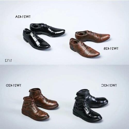 In Stock TW2142 1/12 Scale Male Leather Shoes/Boots Fit 12'' Action Figure CF Body