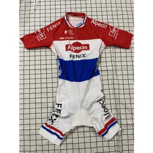 MENS CYCLING WEAR CYCLING JERSEY BODY SUIT SKINSUIT WITH POWER BAND 2020 ALPECIN FENIX TEAM NL CHAMPION GEL PAD SIZE XS-4XL