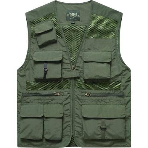 Mens Hiking Fishing Bikers Vest Jackets Quick-dry Multi-pockets Functional Waistcoat Casual Sports Tactical Vests Coat M-5XL