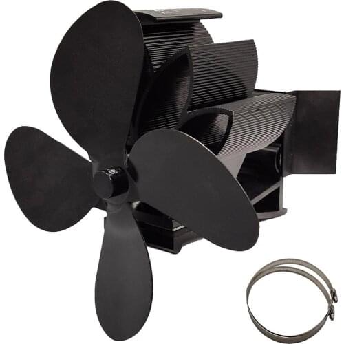 4 Blade Wall Hanging Heat Powered Stove Fan Log Wood Burner Eco Kindly Quiet Home Fireplace Fan Heat Distribution Fuel Saving