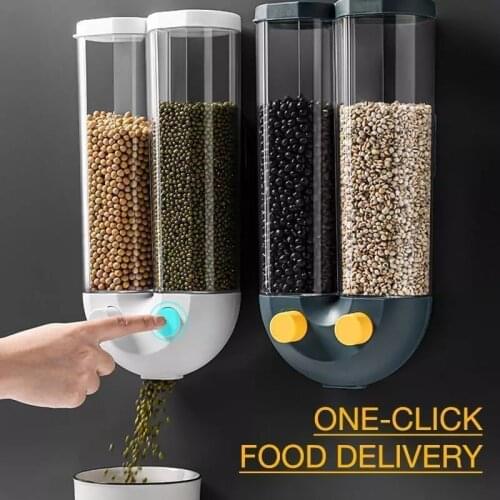 Push-type Wall-mounted Cereals Storage Tank Kitchen Waterproof Sealed Tank Grains Dispenser Tank Best Price